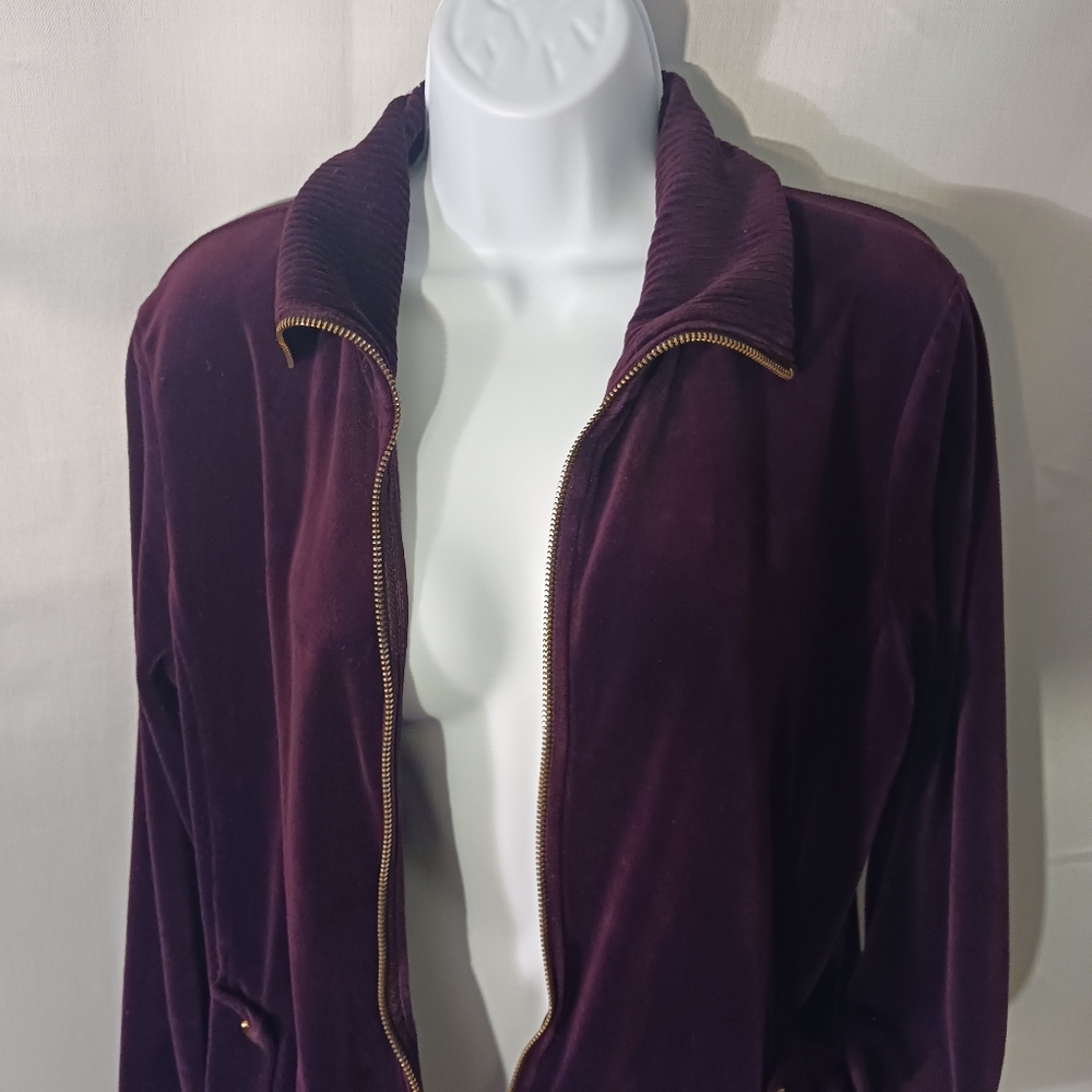 Jones New York Rich Violet Soft Jacket with Gold Zipper/Buttons & Pockets Sz XL - Picture 9 of 14